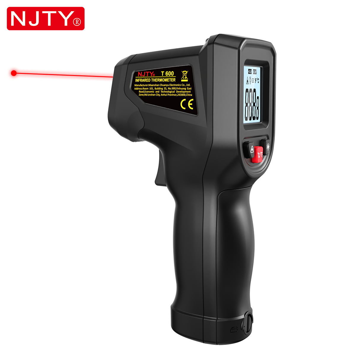 Industrial Laser Temperature Sensor - NJTY T600 Infrared Thermometer Gun Non-Contact