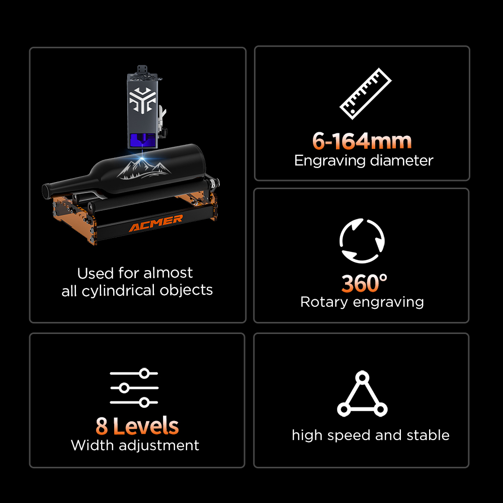 ACMER M3 Laser Rotary Roller 3 - đánh giá và giá Laser Engraving Software