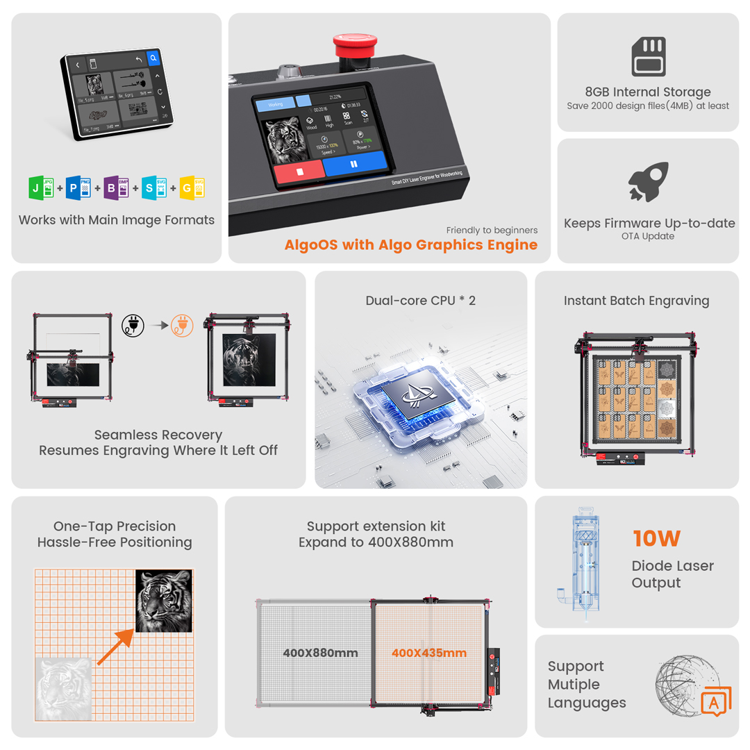 AlgoLaser DIY KIT MK2 10W Lase - đánh giá và giá Laser Engraving Software