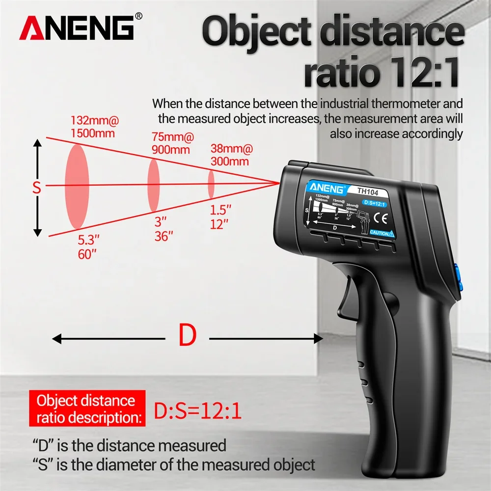 ANENG TH104 Infrared Handheld  - đánh giá và giá Industrial Laser Temperature Sensor